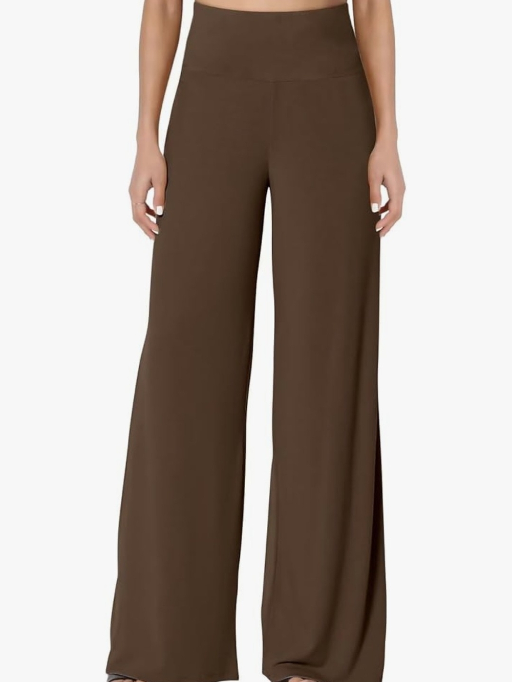High-Rise Wide Leg Pants in Chocolate Brown